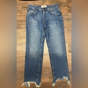 Free People “We The Free” Straight Leg Distressed Hem 100% Cotton Jeans Size 24